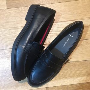Black vegan leather wide fit loafer